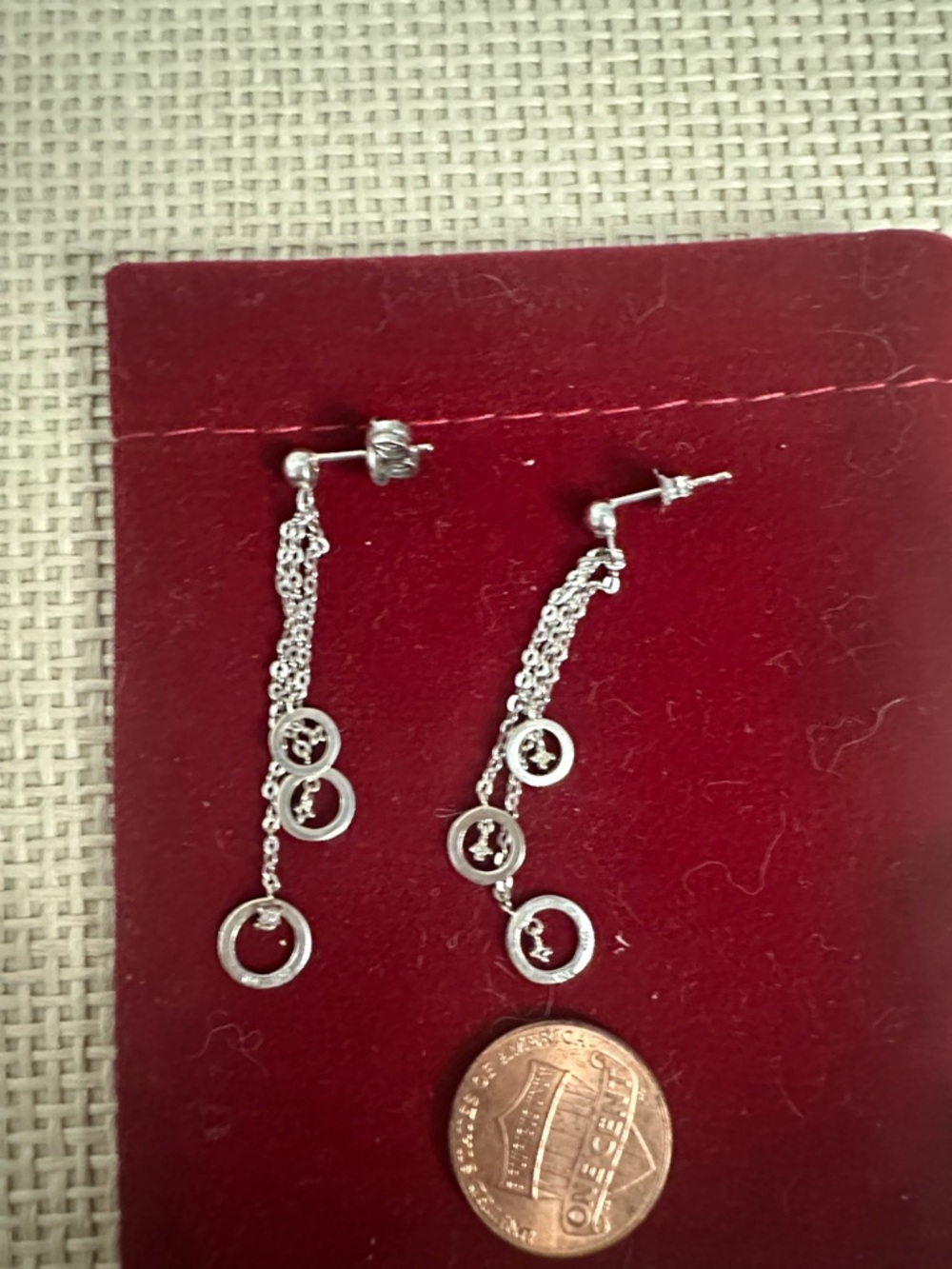 10k white gold  Dangle Circle Drop Earrings - Women Jewelry
